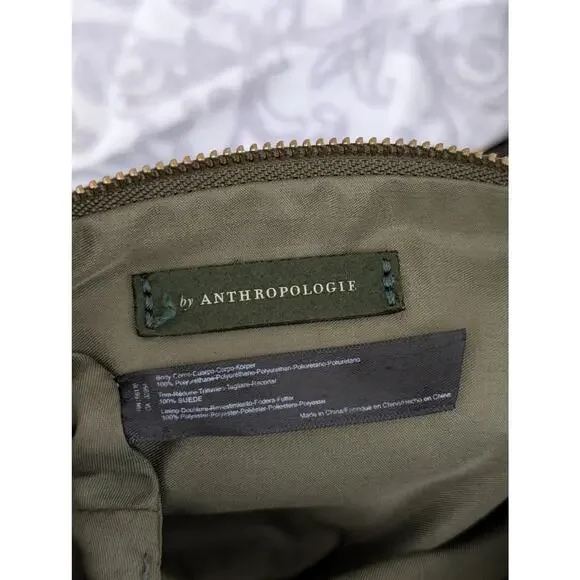 anthropologie green suede and faux leather crossbody bag - Picture 3 of 7